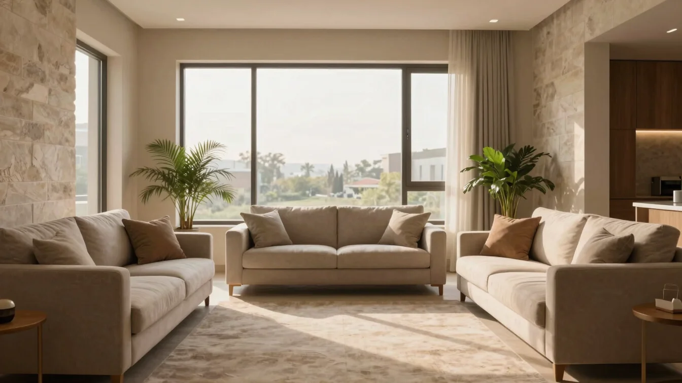 Editorial hospitality photograph of a calm, uncluttered contempor